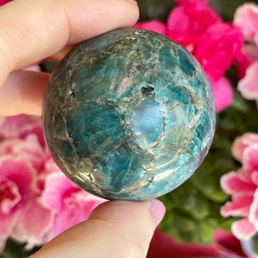 Blue Apatite Crystal Sphere