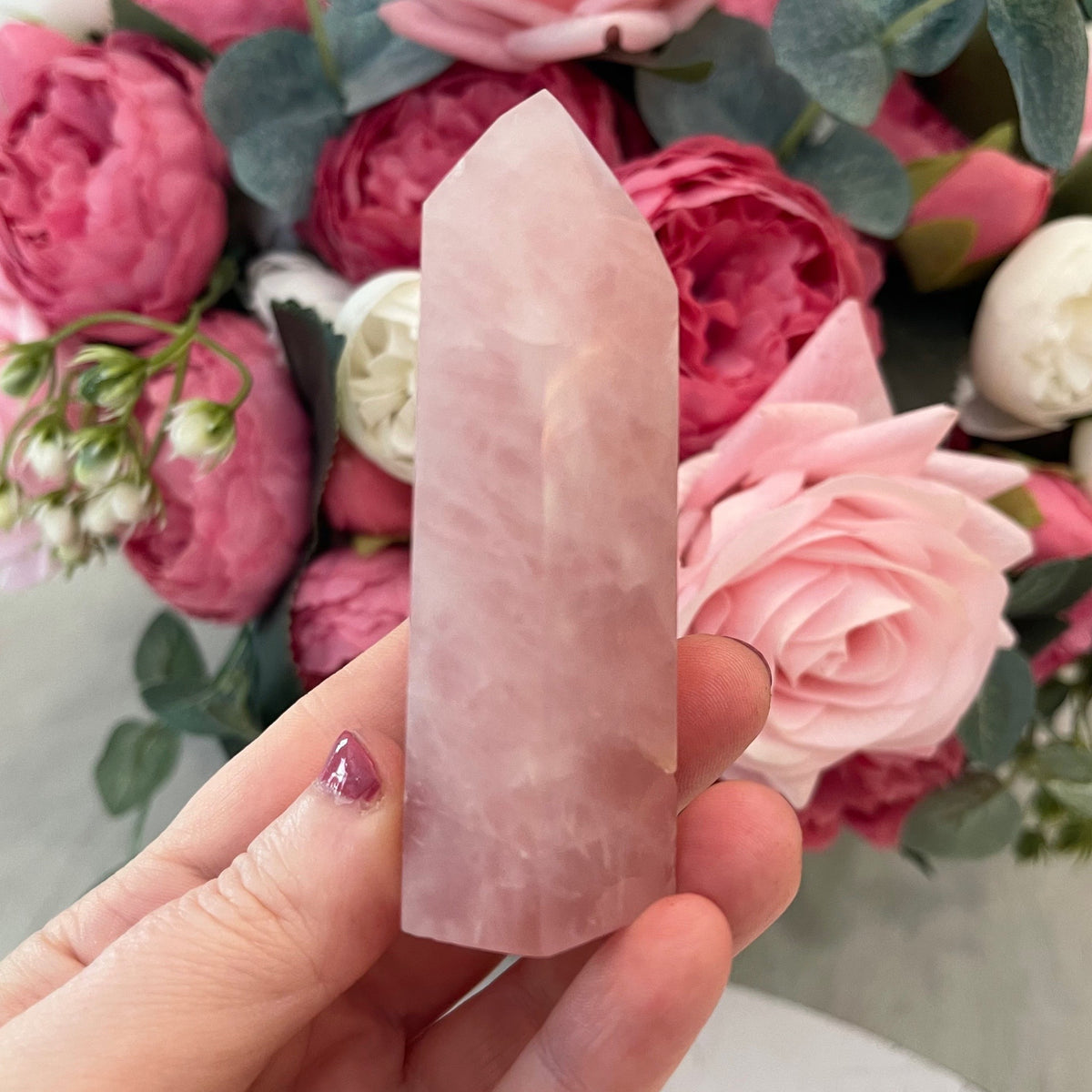 Rose Quartz Crystal Tower