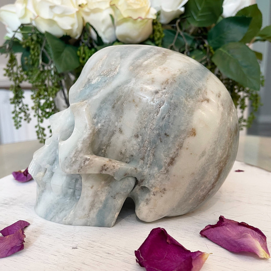 Huge Blue Fluorite Crystal Skull