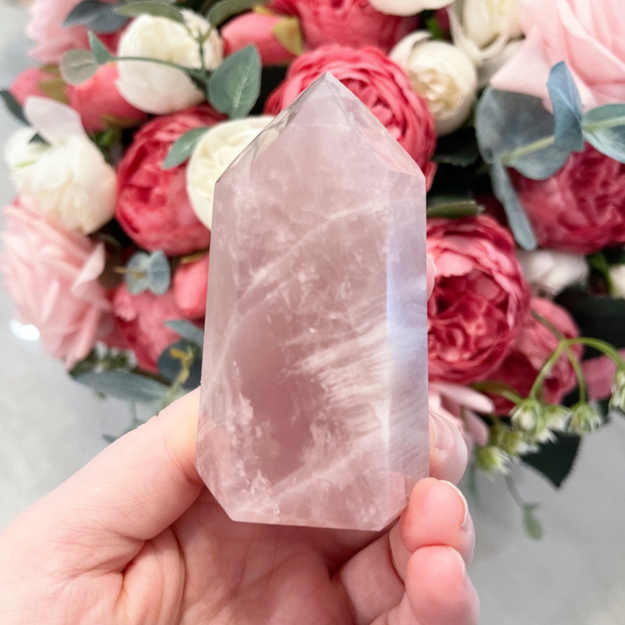 Rose Quartz Crystal Tower