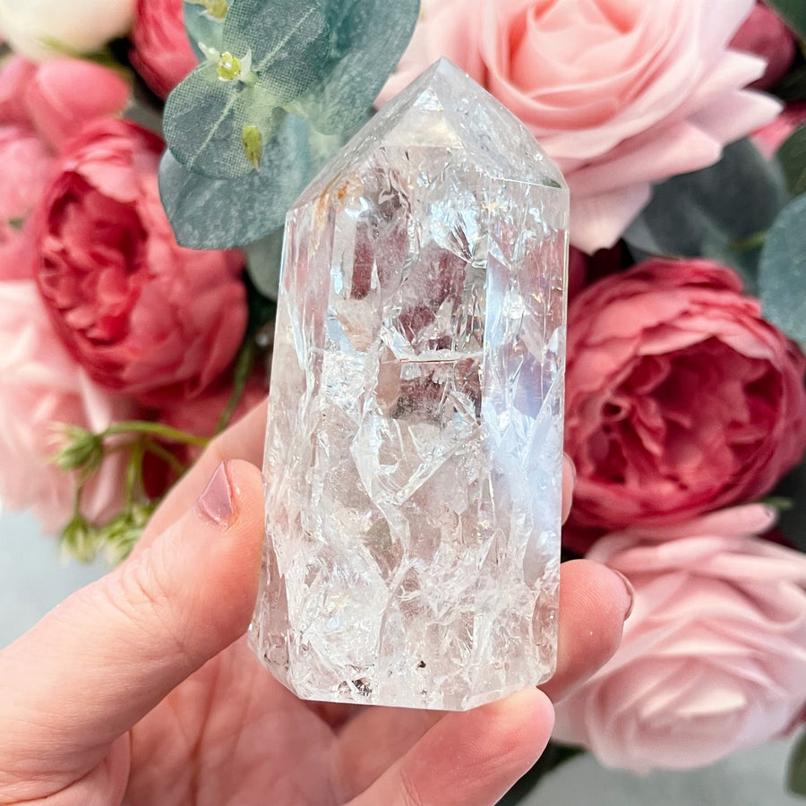 Crackle Quartz Tower with Rainbows