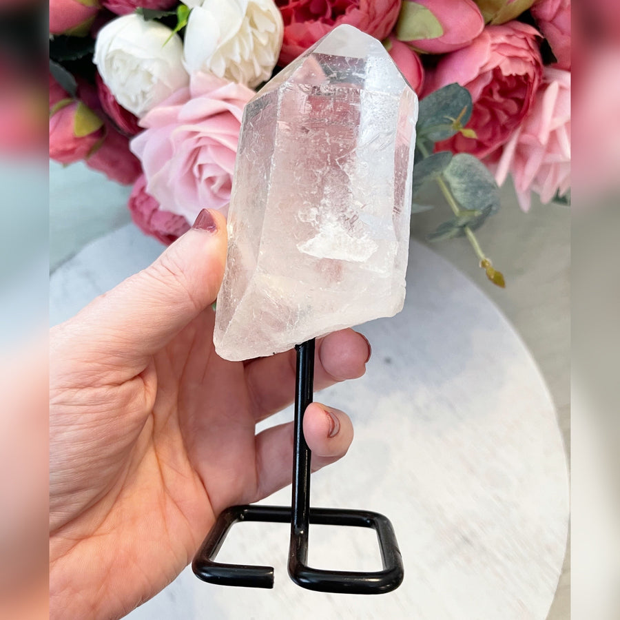 Raw Quartz Point on Metal Stand