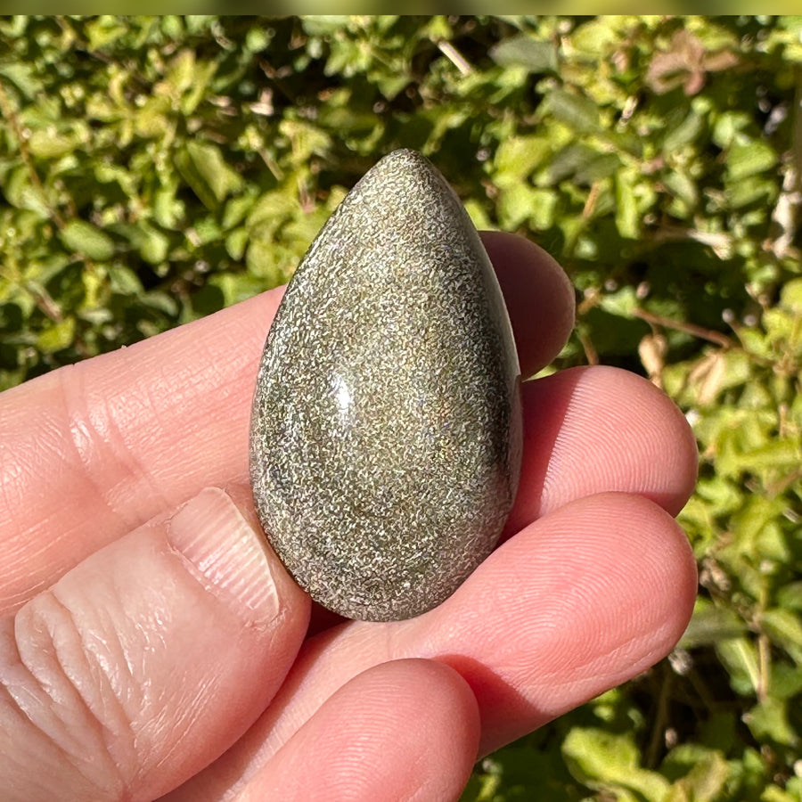 Gold Sheen Obsidian Teardrop Palm Stone