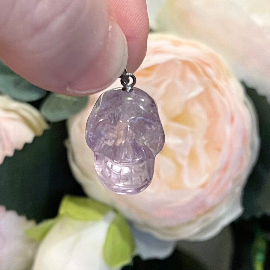 Amethyst Quartz Crystal Skull Pendants