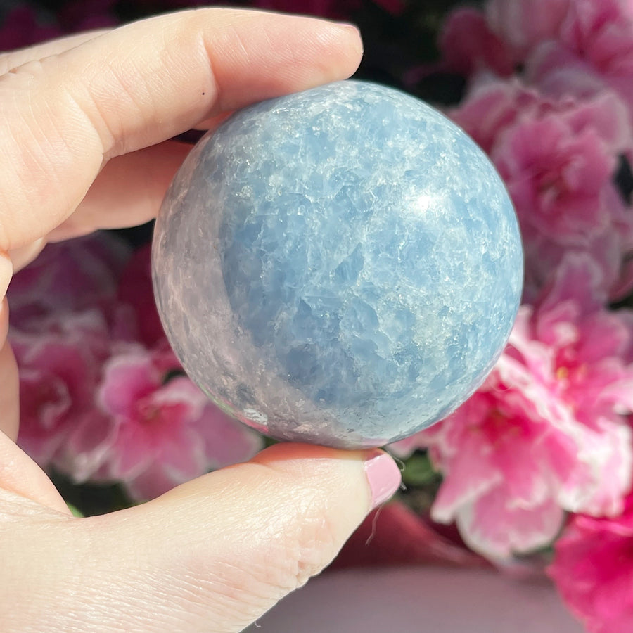 Angelic Blue Calcite Crystal Sphere