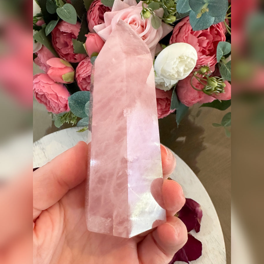 Rose Quartz Crystal Tower