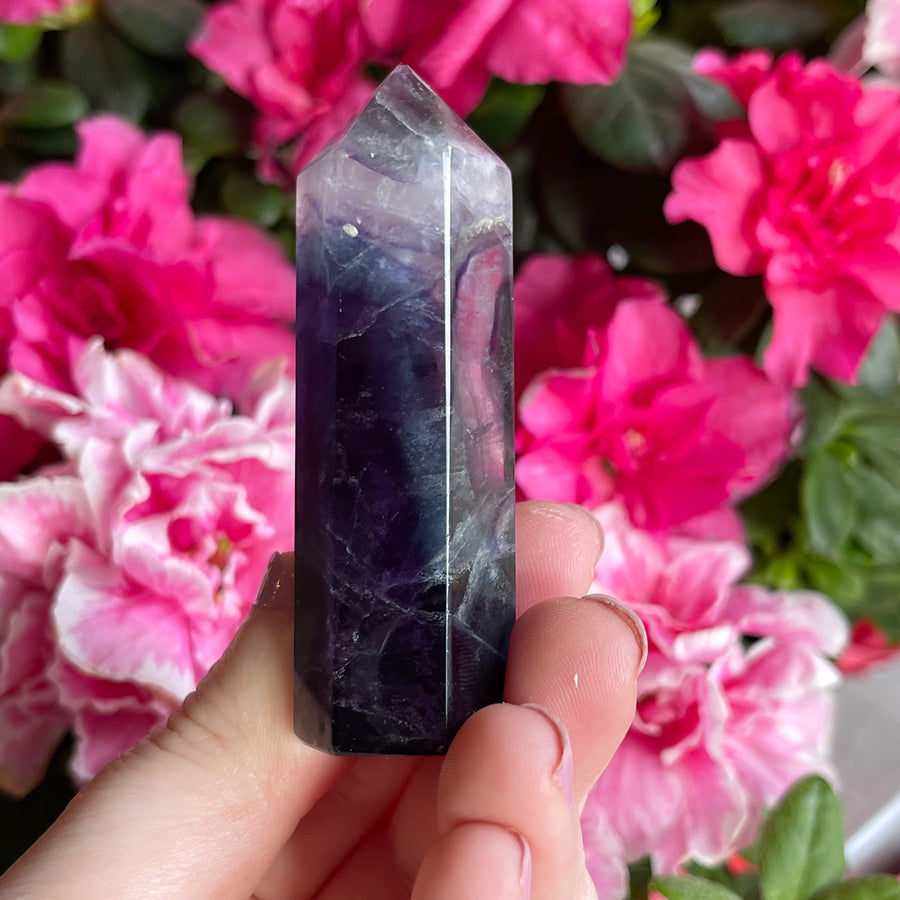 Purple Rainbow Fluorite Crystal Generator Tower