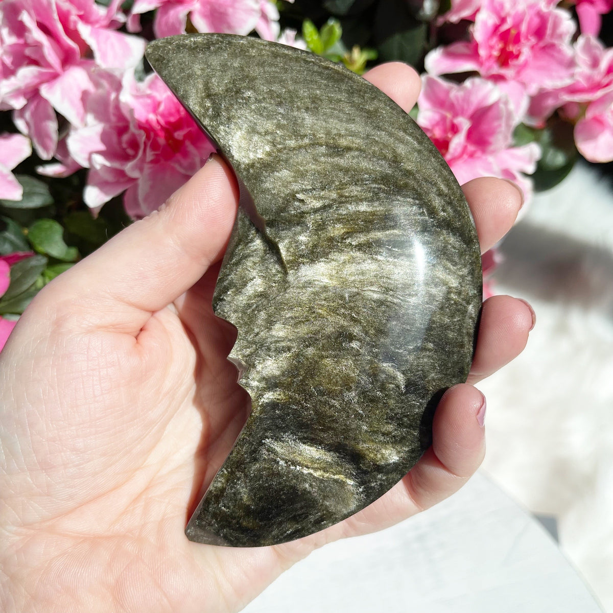 Large Gold Sheen Obsidian Moon