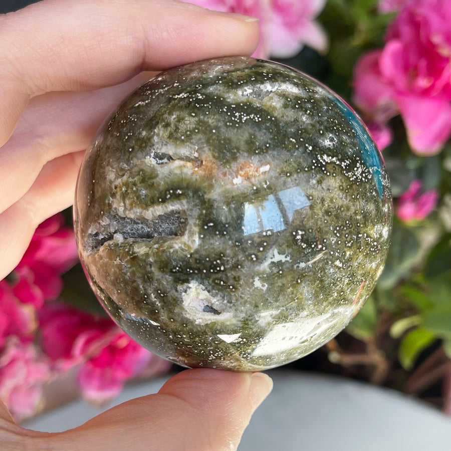 Jasper Crystal Sphere with Druzy Pockets