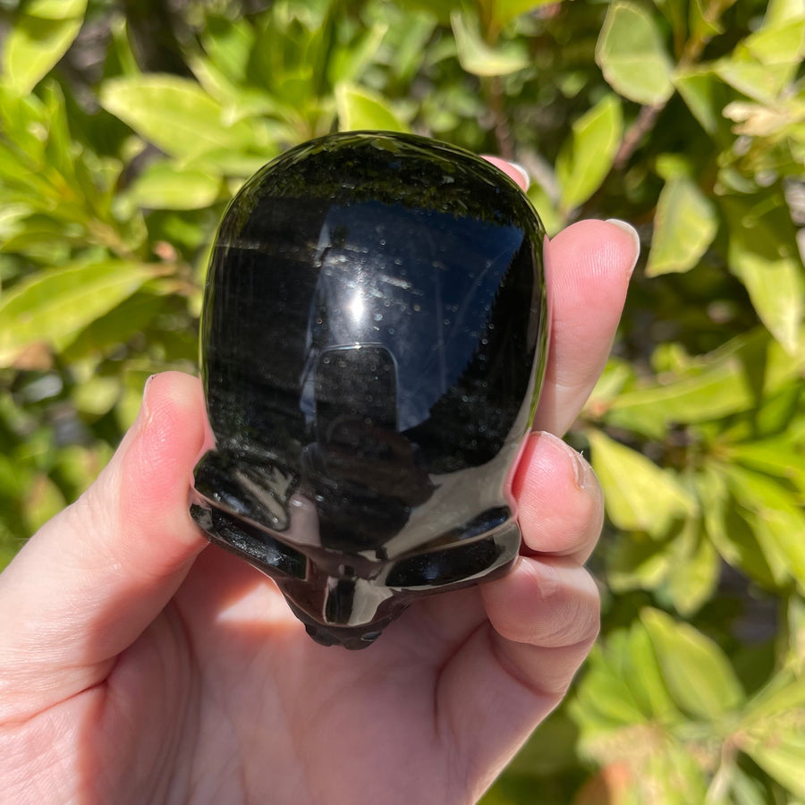 Gold Sheen Obsidian Crystal Skull