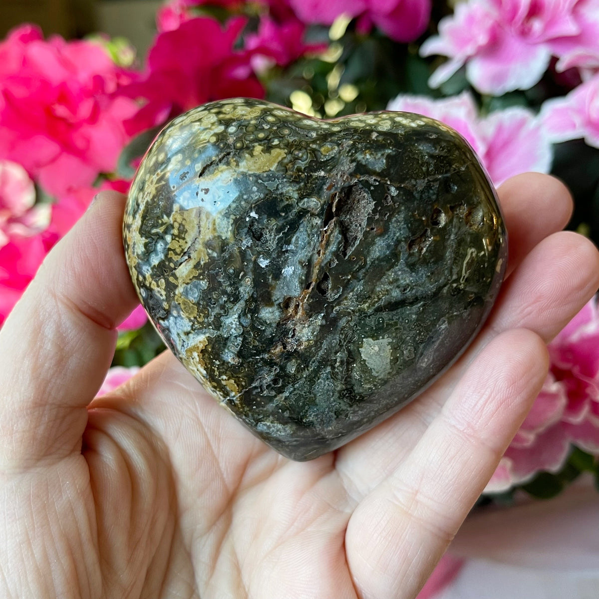 Jasper Crystal Heart with Druzy Pockets