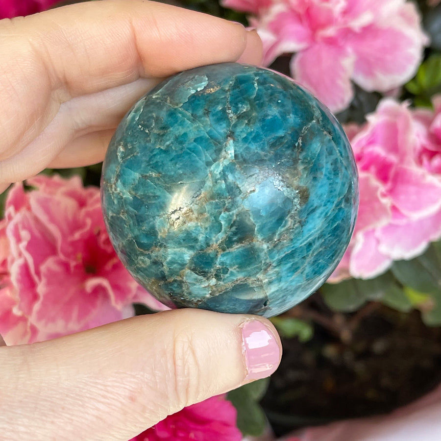 Blue Apatite Crystal Sphere