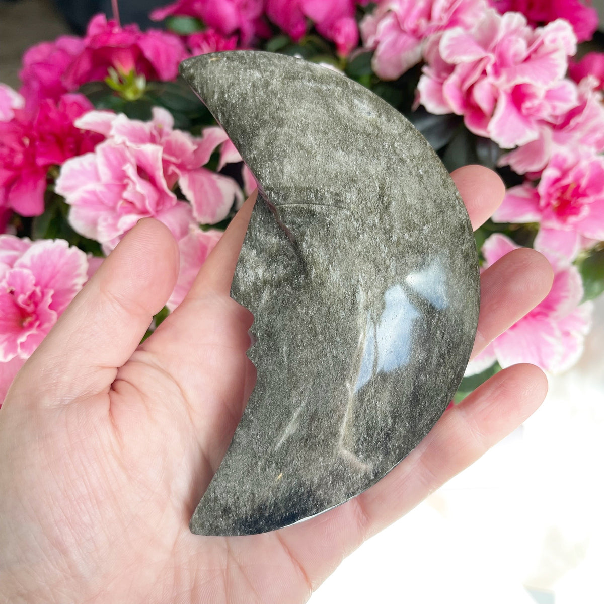 Large Gold Sheen Obsidian Moon