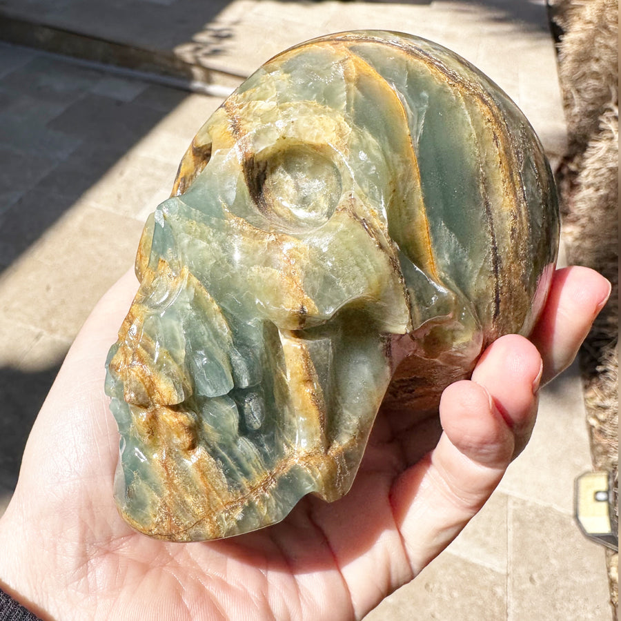 Rare Lemurian Aquatine Calcite Crystal Skull