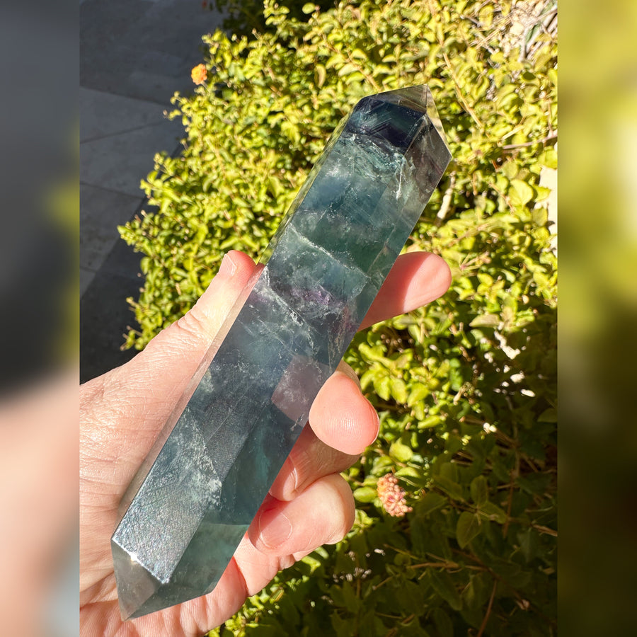 Rainbow Fluorite Crystal Double Terminated Wand