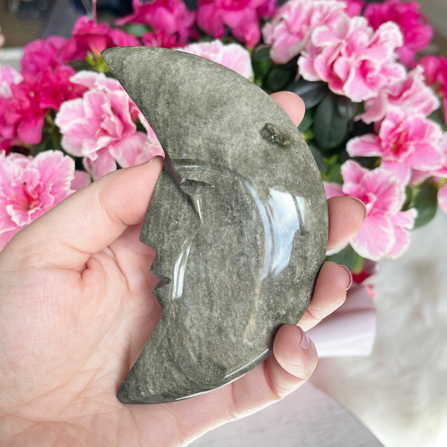 Large Gold Sheen Obsidian Moon