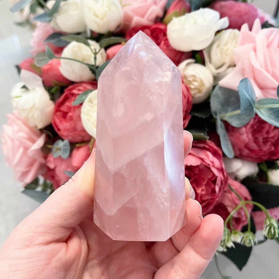 Rose Quartz Crystal Tower