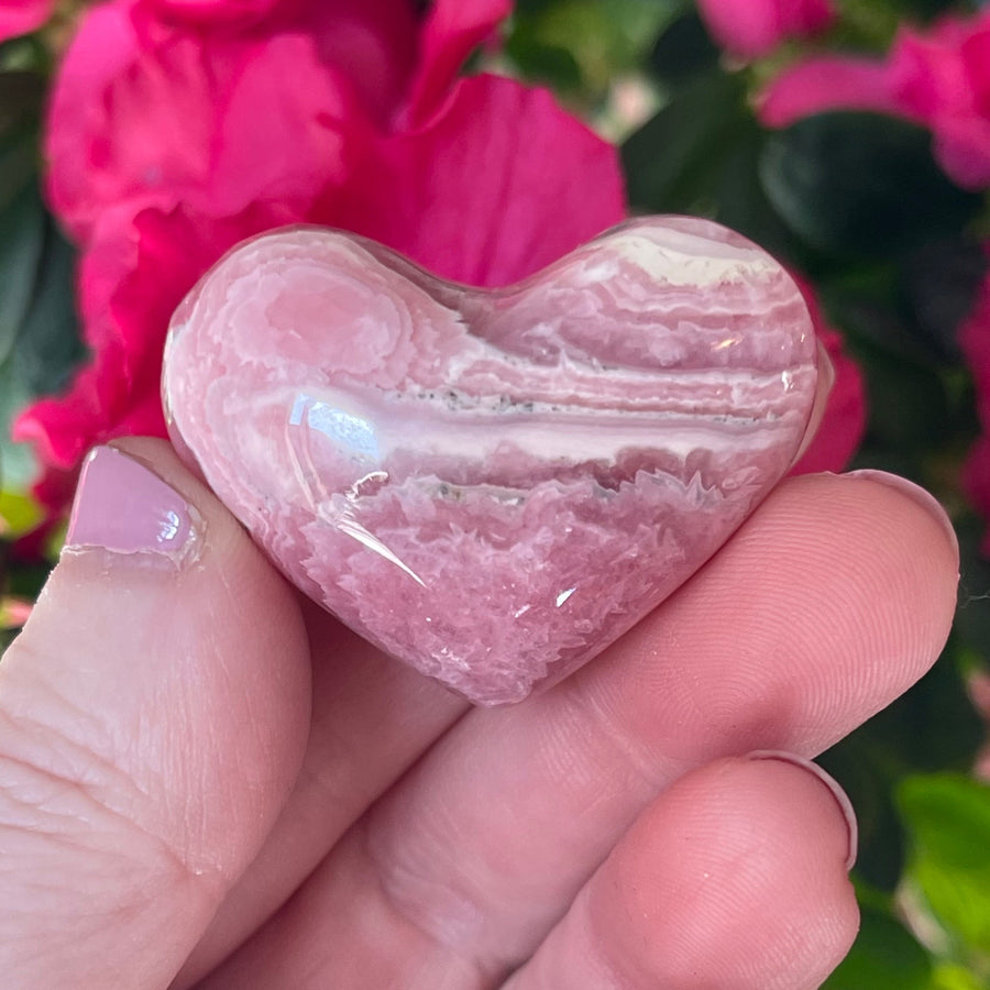 Rhodochrosite Crystal Heart Carving Grade A