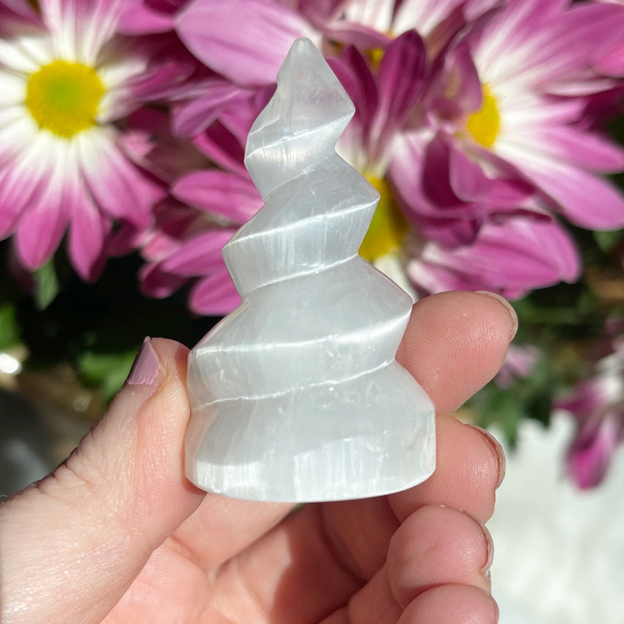 Flashy Selenite Mini Spiral Unicorn Horn Towers (5 pieces)