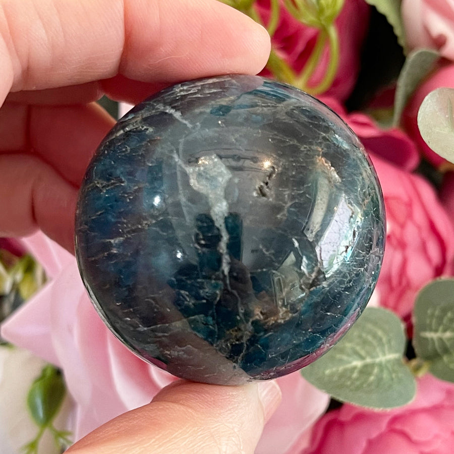 Natural Blue Apatite Crystal Sphere