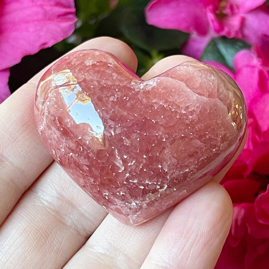 Gemstone Rhodochrosite Crystal Heart Carving