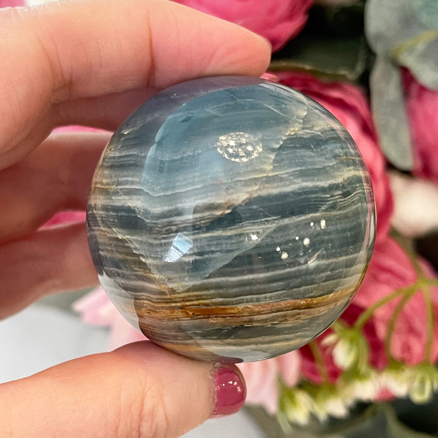 Rare Lemurian Aquatine Calcite Crystal Sphere