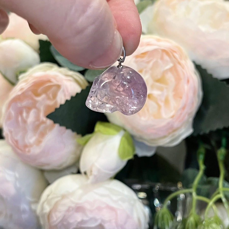 Amethyst Quartz Crystal Skull Pendants