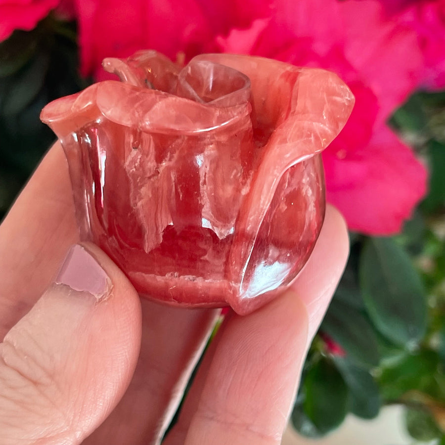 Gemstone Rhodochrosite Crystal Rose Carving