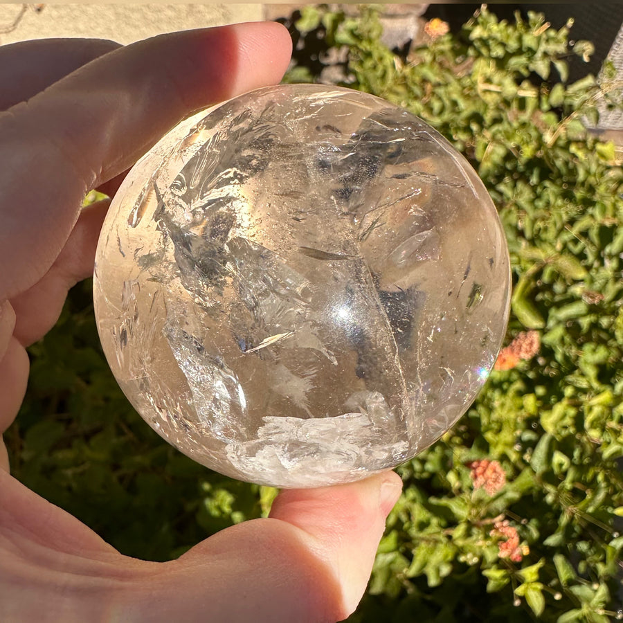 Lemurian Quartz Crystal Sphere with Rainbows