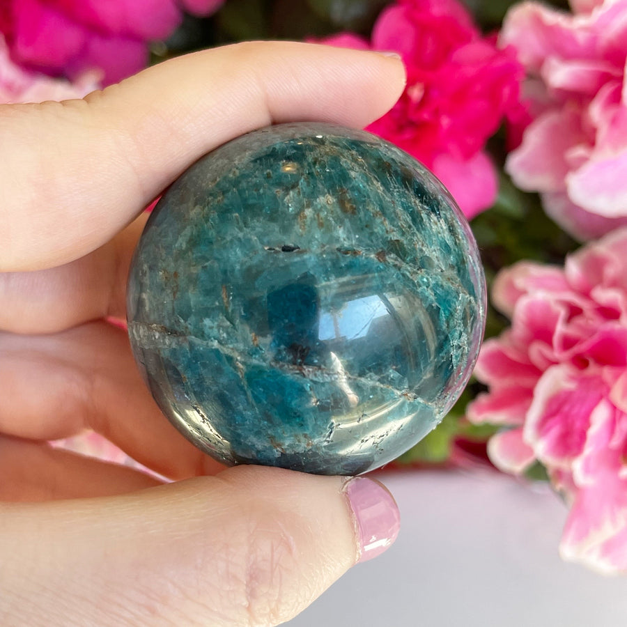 Blue Apatite Crystal Sphere