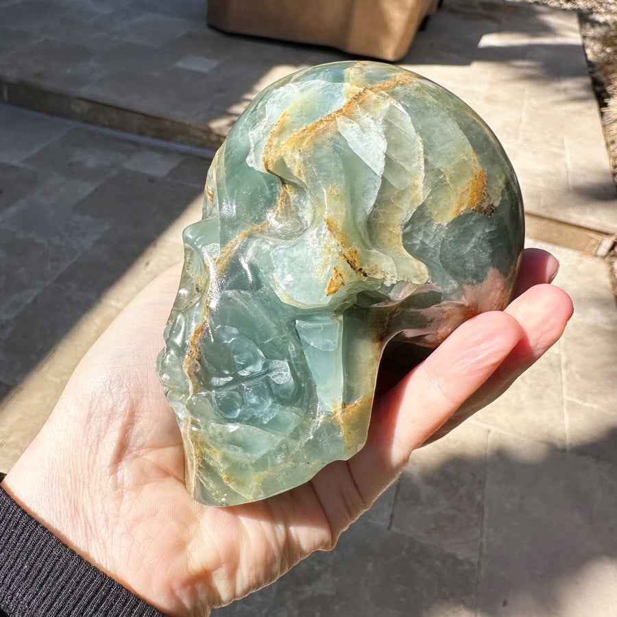 Rare Lemurian Aquatine Calcite Crystal Skull