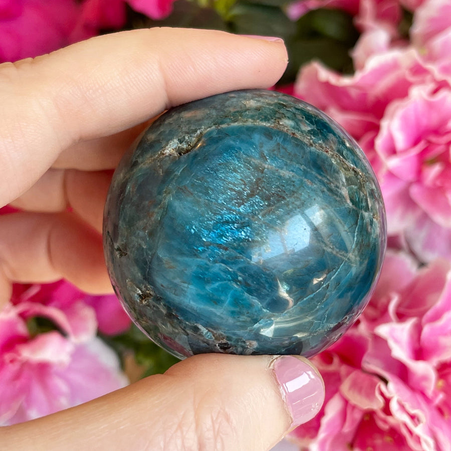 Blue Apatite Crystal Sphere