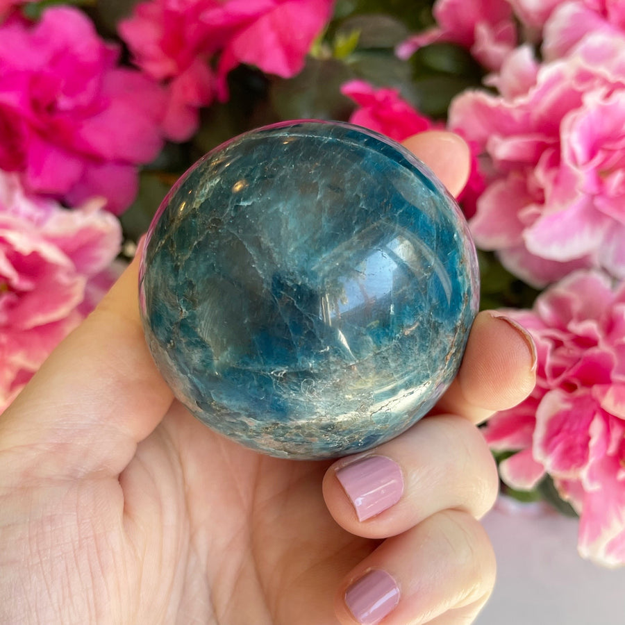 Blue Apatite Crystal Sphere