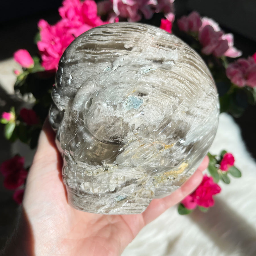 Special Layered Chlorite Magical Child Crystal Skull Carved by Leandro de Souza