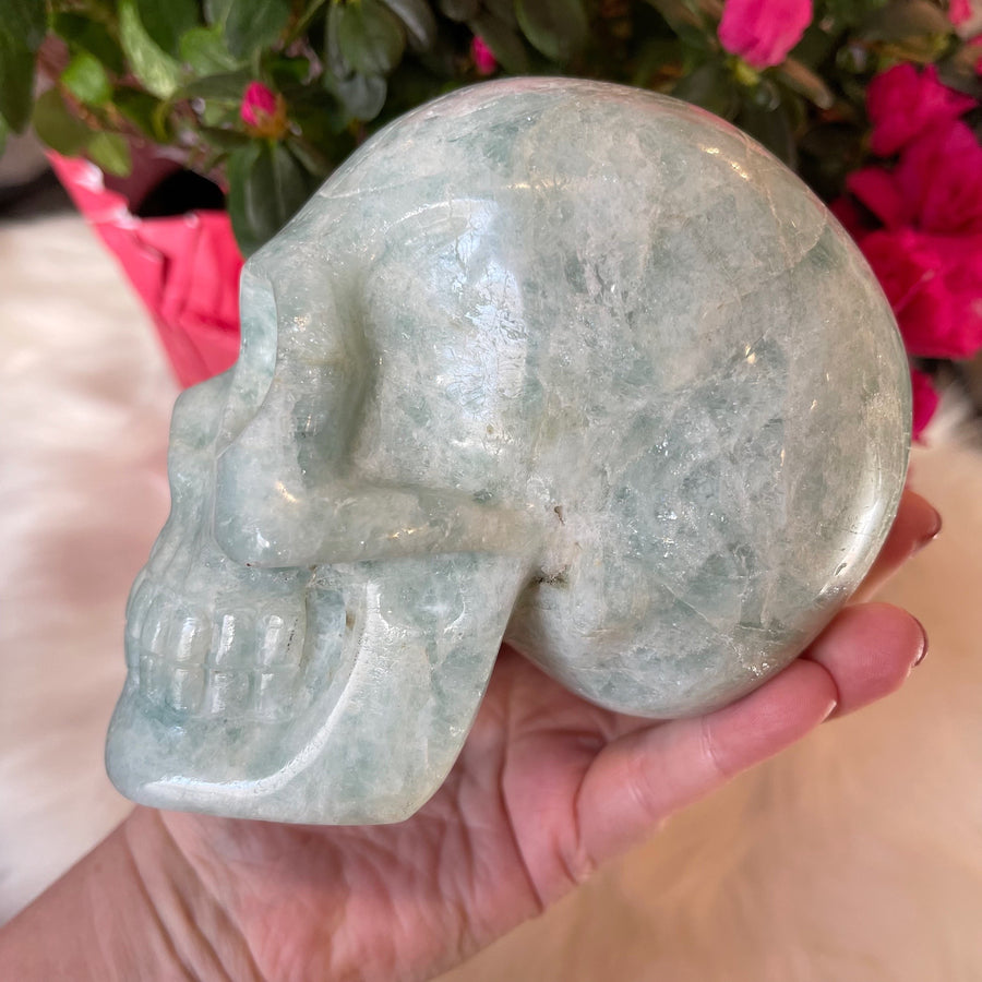 Aquamarine Crystal Skull Carved by Leandro de Souza