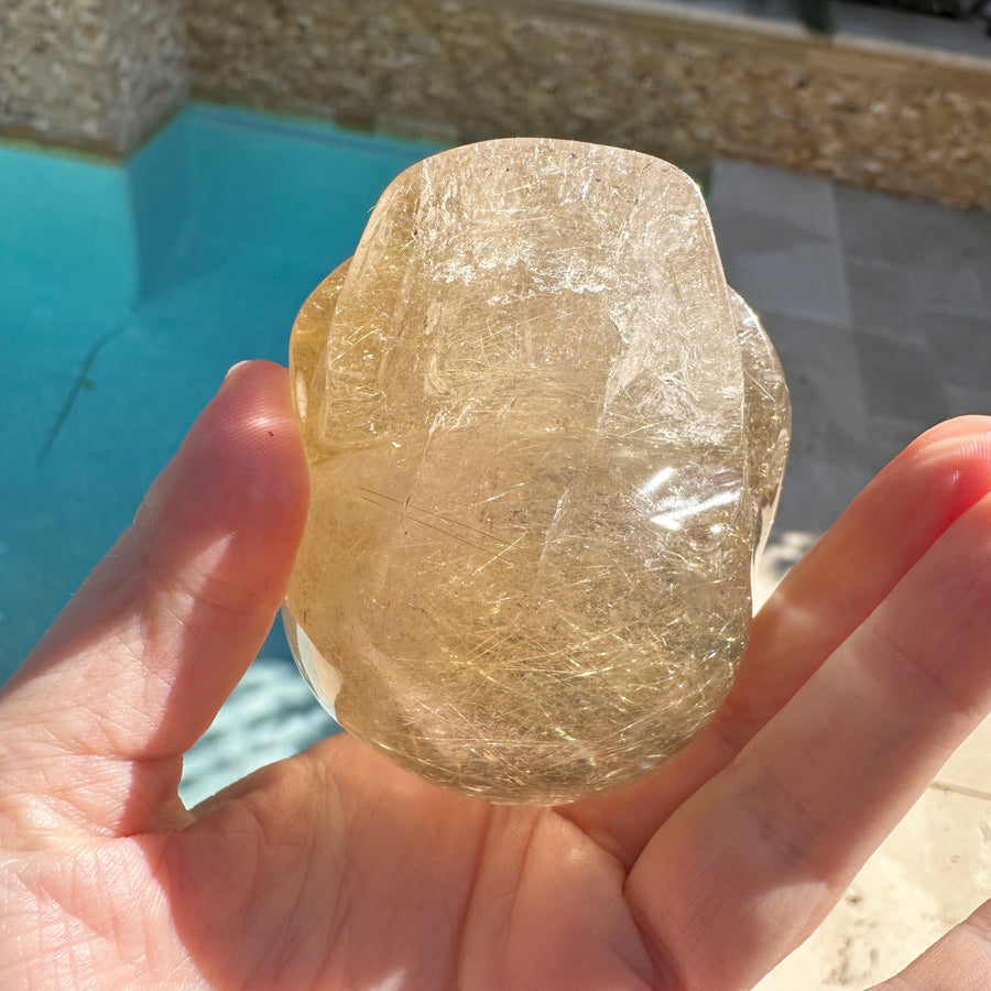 Golden Rutile Citrine Star Child Crystal Skull Carved by Leandro de Souza