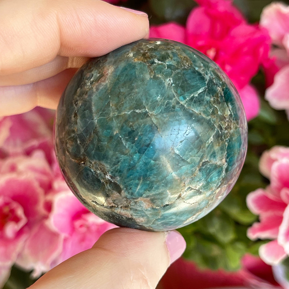 Blue Apatite Crystal Sphere
