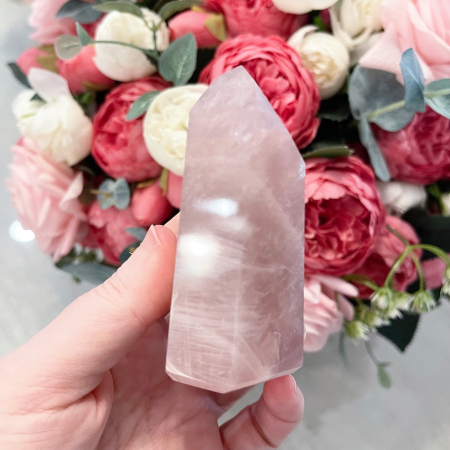 Rose Quartz Crystal Tower