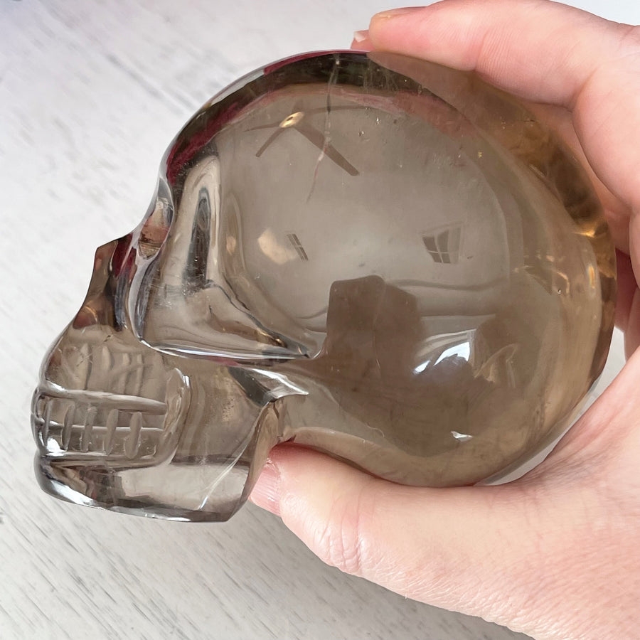 Natural Smoky Citrine Crystal Skull Carved by Wilson Venturini