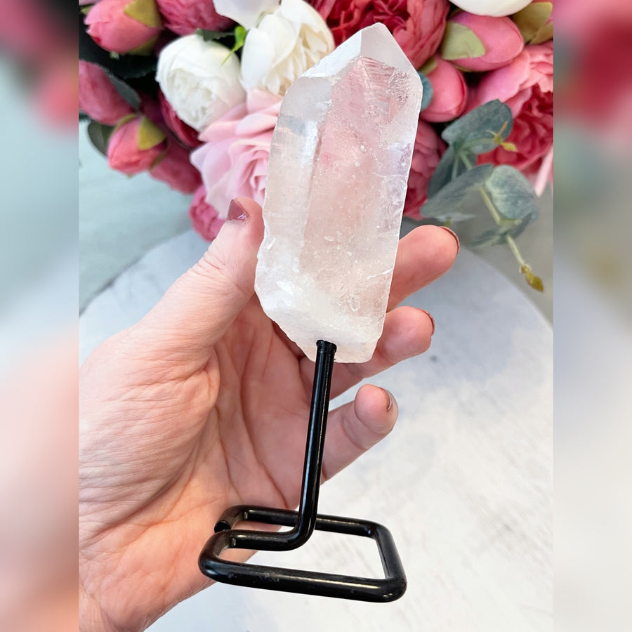 Raw Quartz Point on Metal Stand