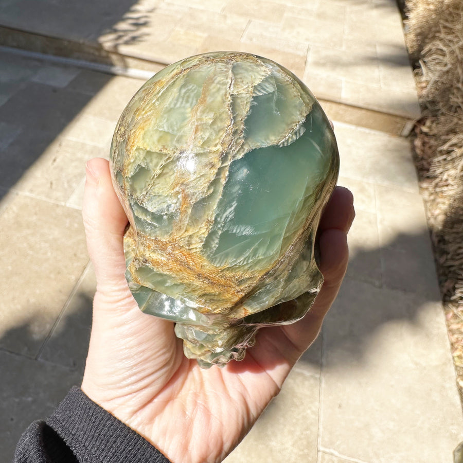 Rare Lemurian Aquatine Calcite Crystal Skull