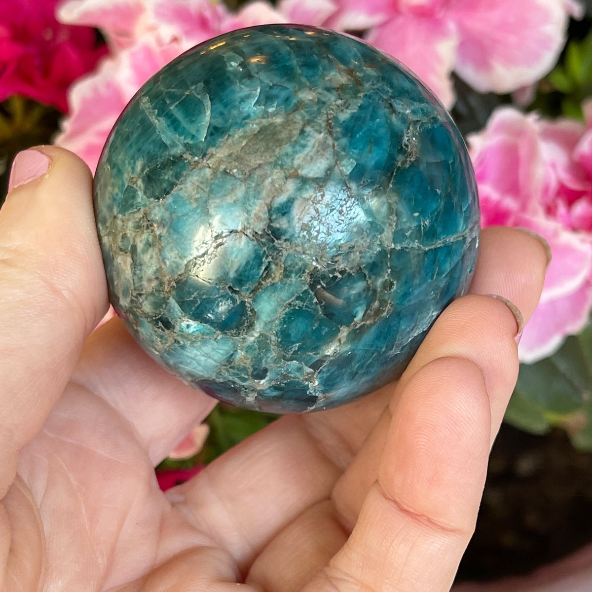 Blue Apatite Crystal Sphere