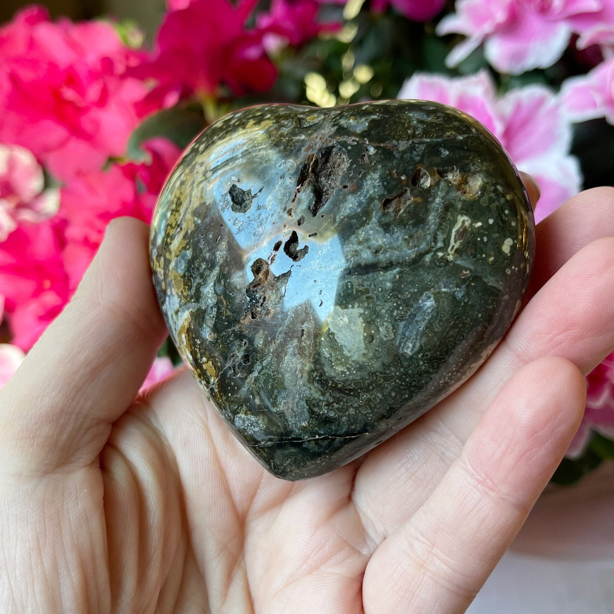 Jasper Crystal Heart with Druzy Pockets