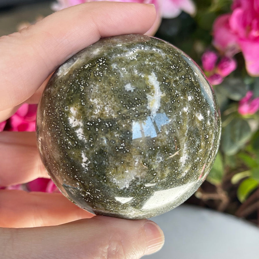Ocean Jasper Crystal Sphere with Druzy Pockets