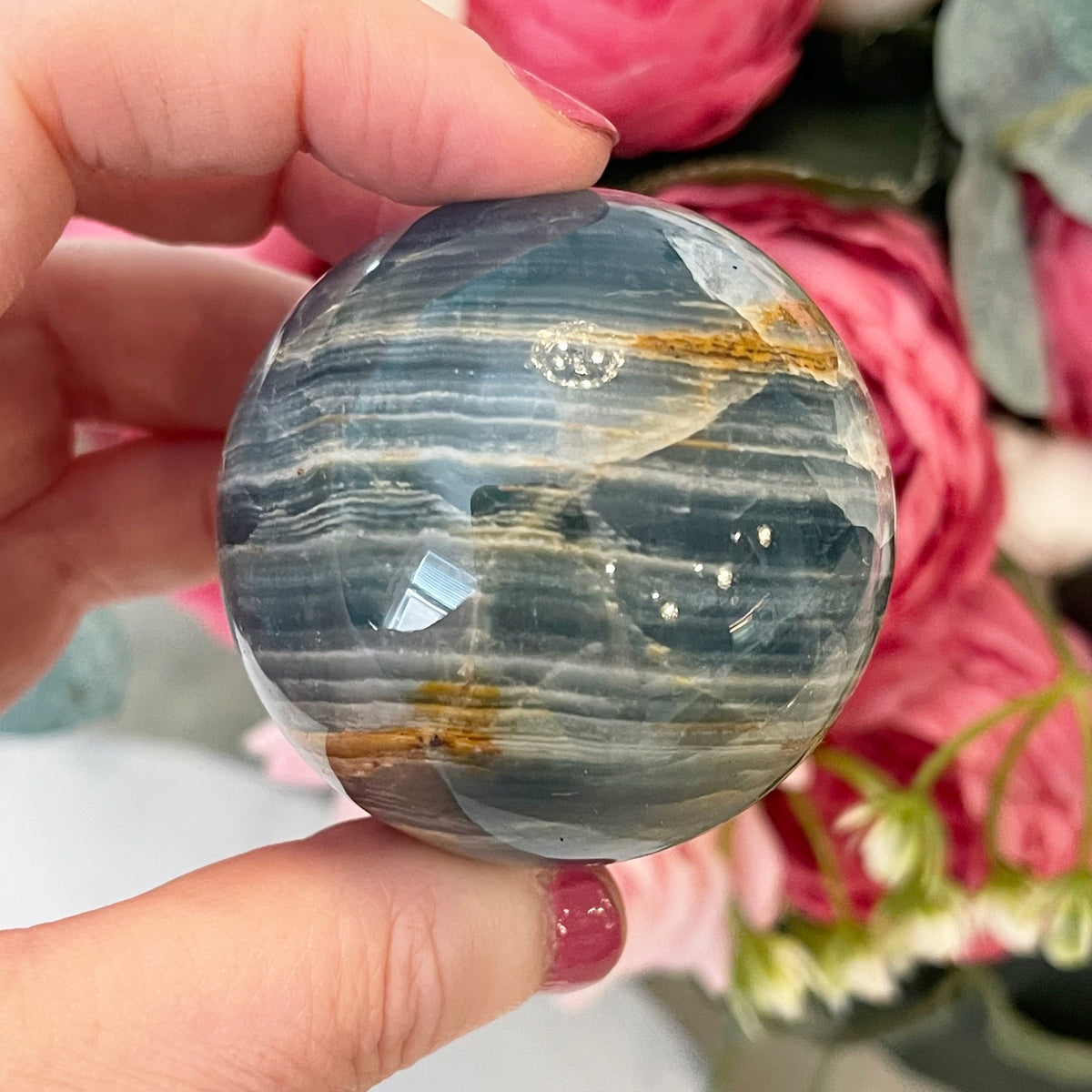Rare Lemurian Aquatine Calcite Crystal Sphere