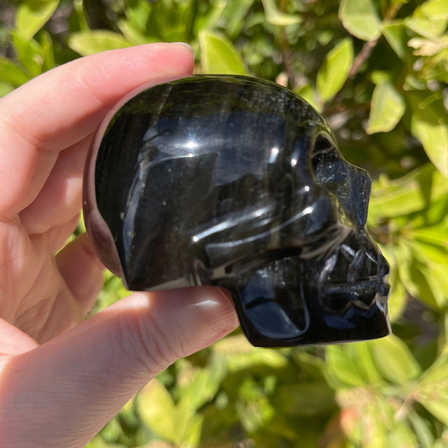 Gold Sheen Obsidian Crystal Skull