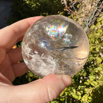 Lemurian Quartz Crystal Sphere with Rainbows