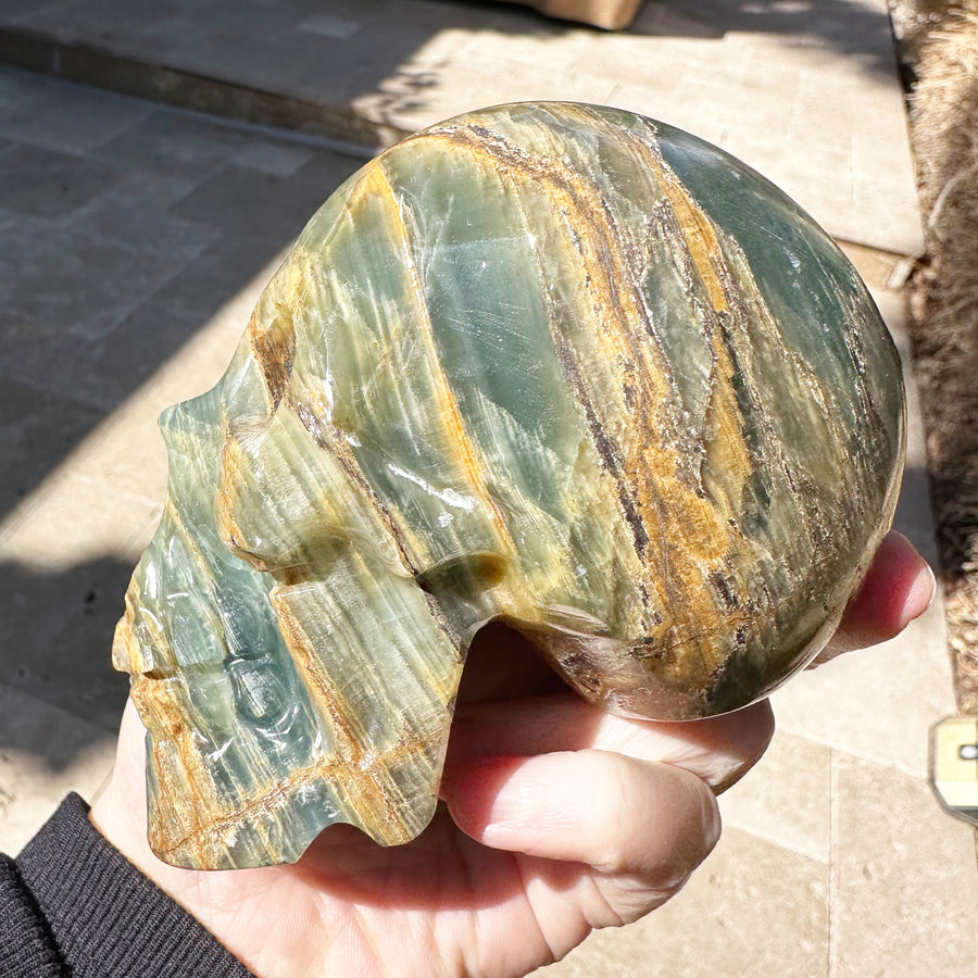 Rare Lemurian Aquatine Calcite Crystal Skull