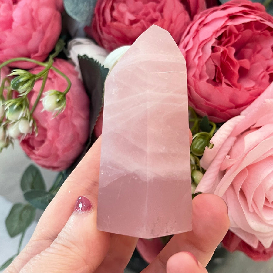 Rose Quartz Crystal Tower