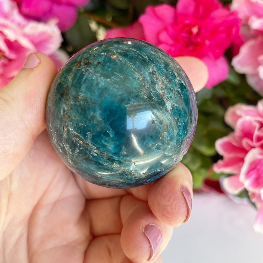 Blue Apatite Crystal Sphere